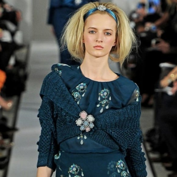 $4,000 OSCAR DE LA RENTA GORGEOUS GREEN SILK JEWEL RUNWAY DRESS US 8 M - Picture 3 of 6